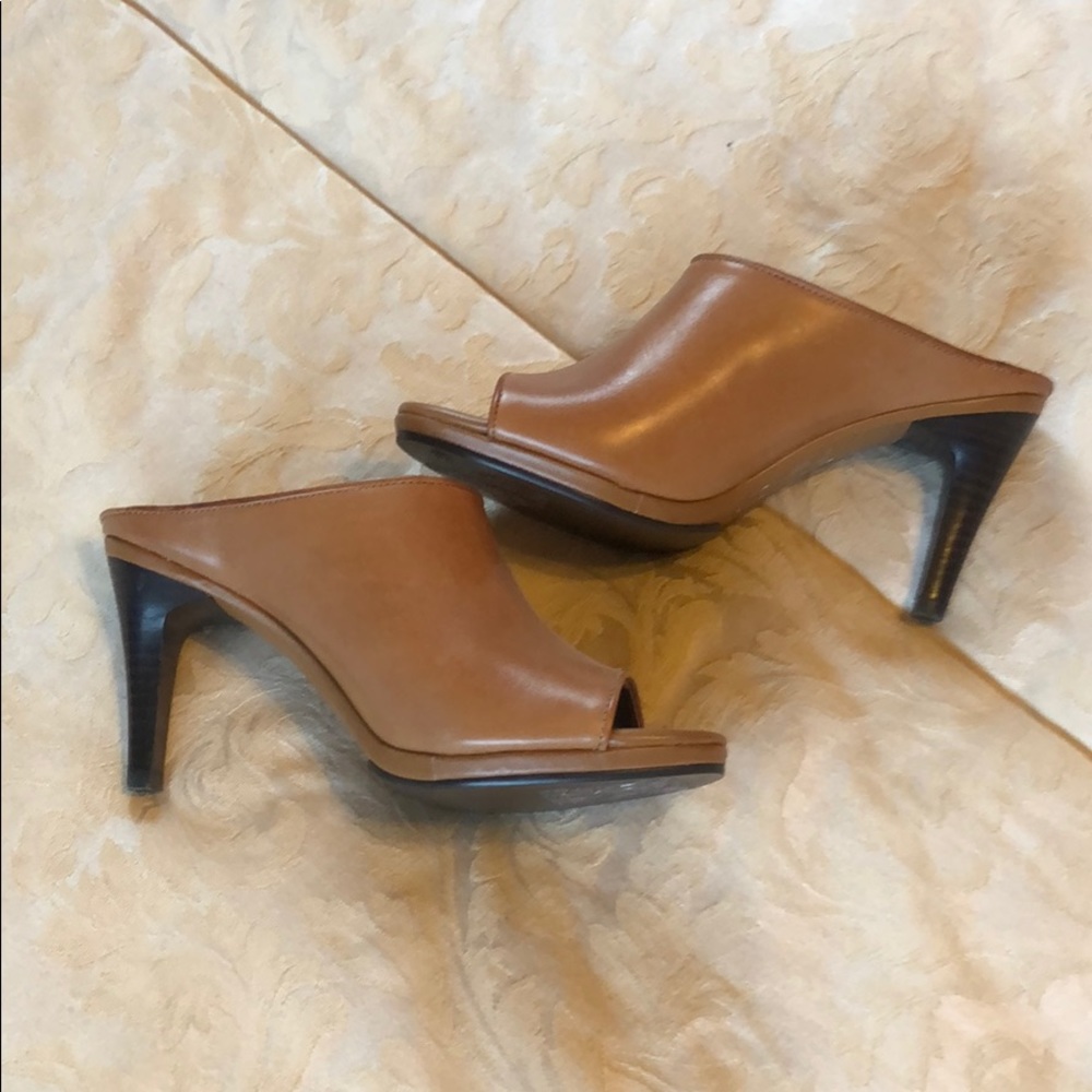 Tan mules.